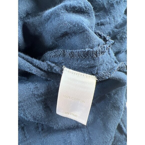 J.Jill Women Size M Navy Blue MOP Button Front Top Tab 3/4 Sleeve Texture Fabric - Picture 11 of 12